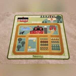 Rare- Melissa & Doug Round The Farmyard Play Activity Rug - Vintage
